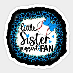 Baseball Little Sister Biggest Fan Leopard Baseball Sister Sticker